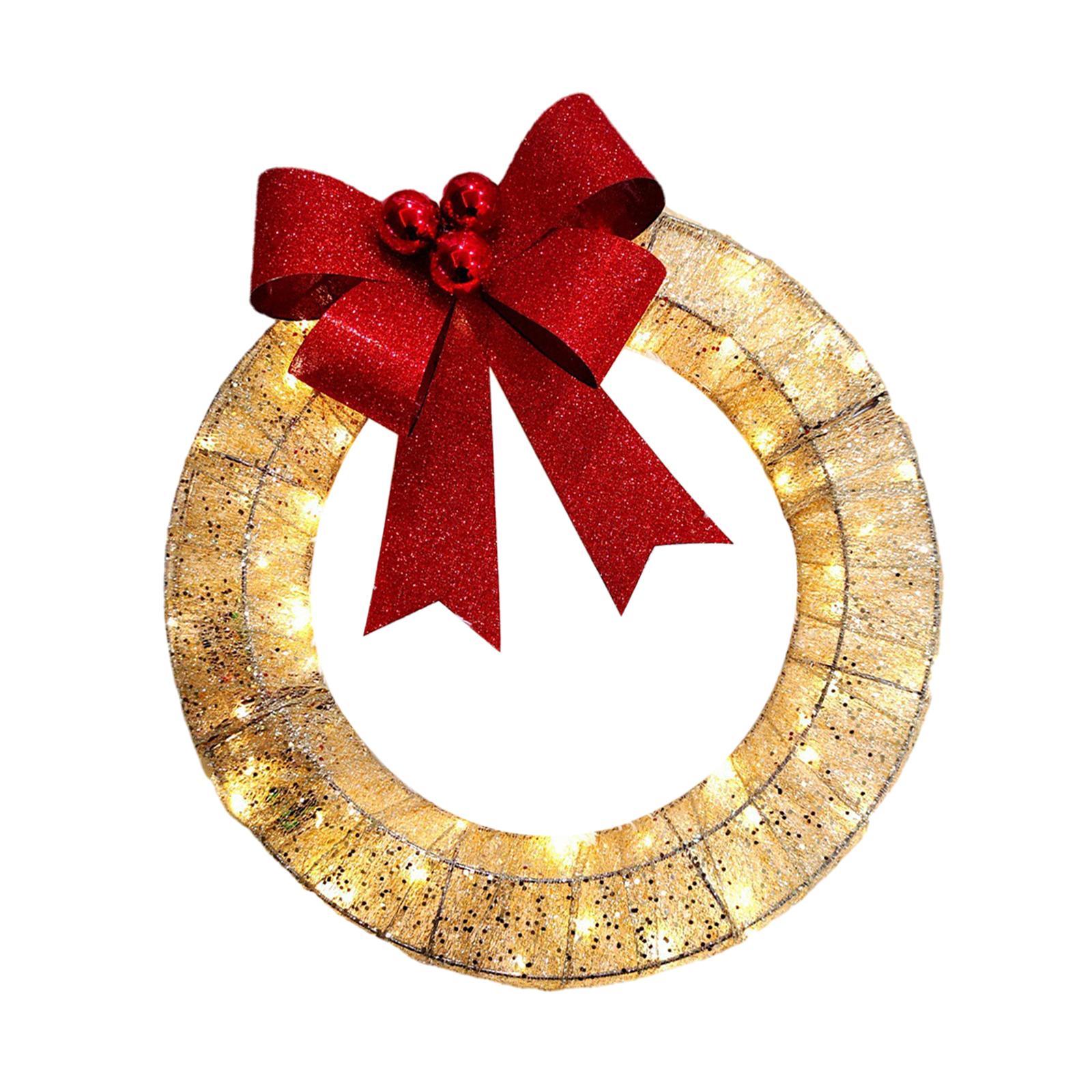 Christmas Wreath Flower Wreaths Ornaments Warm Light Wreath Front Door Wreath for Outdoor Home Window Living Room Balcony