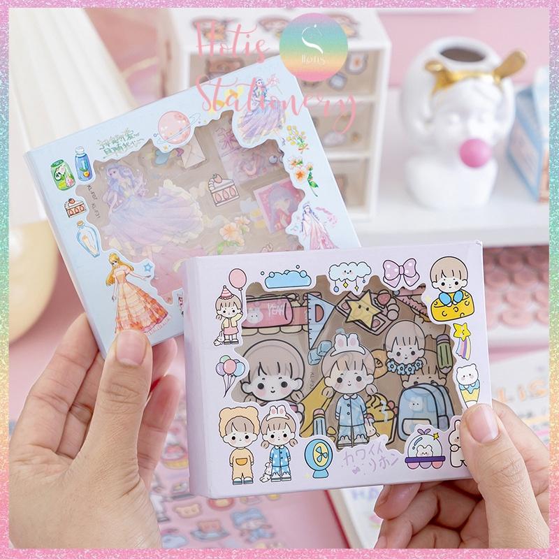 Hộp 10 tờ Sticker Anime Nhật Hàn Trung trang trí sổ