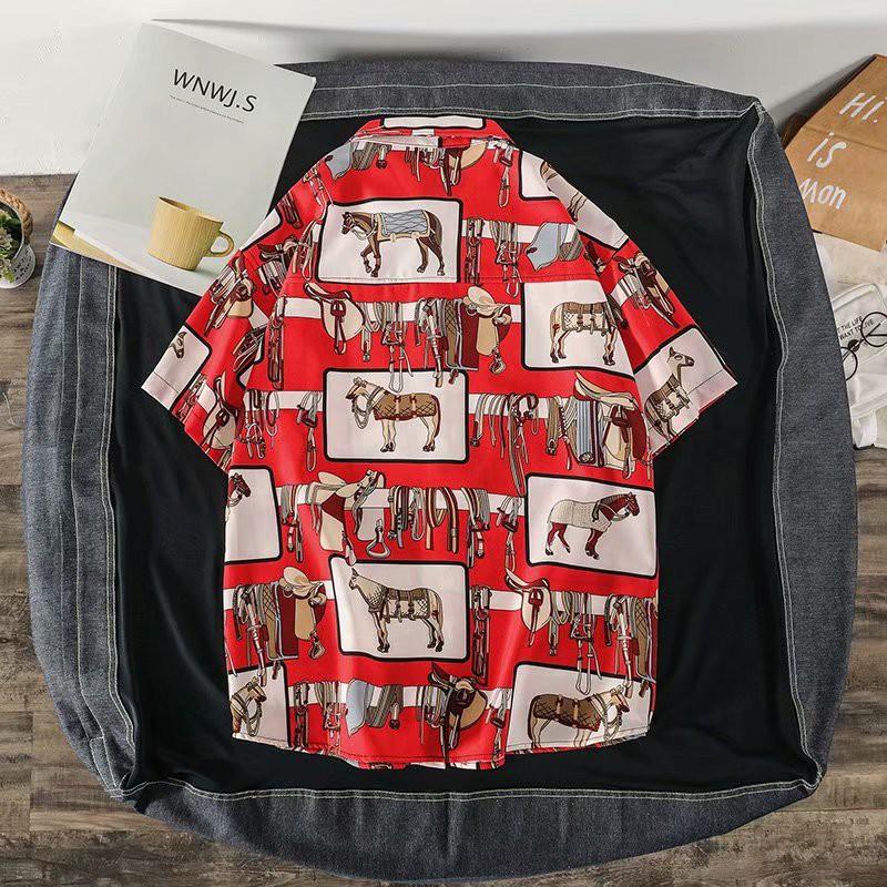 Áo Sơ Mi Ngắn Tay In Họa Tiết Hoạt Hình Thời Trang Cho Nam