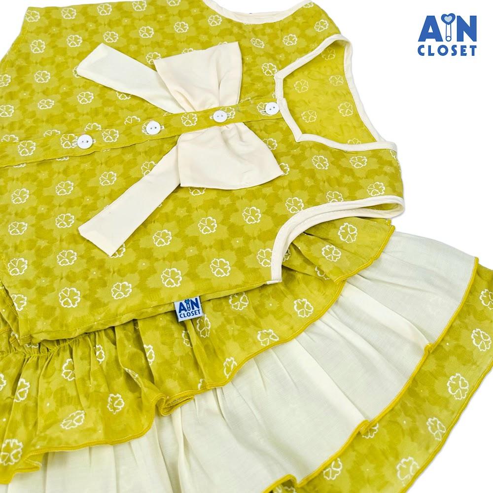 Bộ quần áo Ngắn bé gái hoạ tiết Nơ Xanh Lá Cotton - AICDBGW66FU5 - AIN Closet