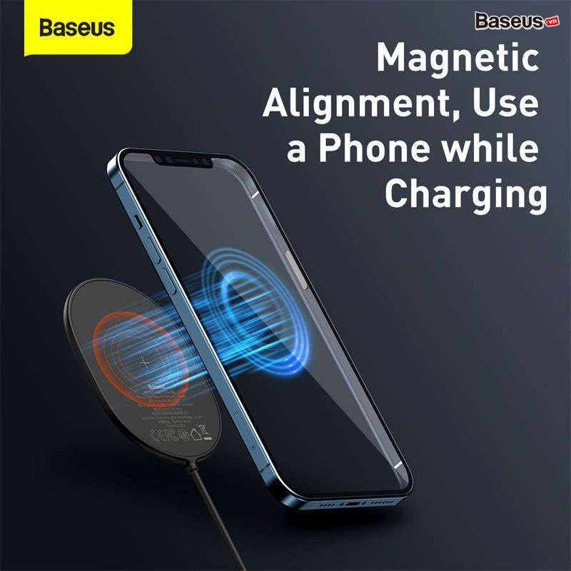 Đế sạc nhanh không dây có nam châm Baseus Light Magnetic Wireless Charger - hàng chính hãng