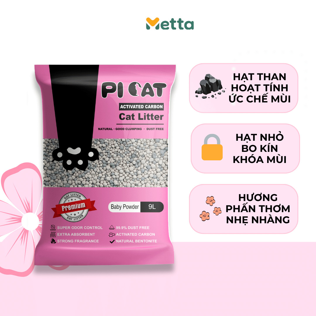 Cát vệ sinh cho mèo Picat ít bụi-thấm hút tốt-vón cục chặt mix than hoạt tính khử mùi tốt túi 9L - MÙI CÀ PHÊ