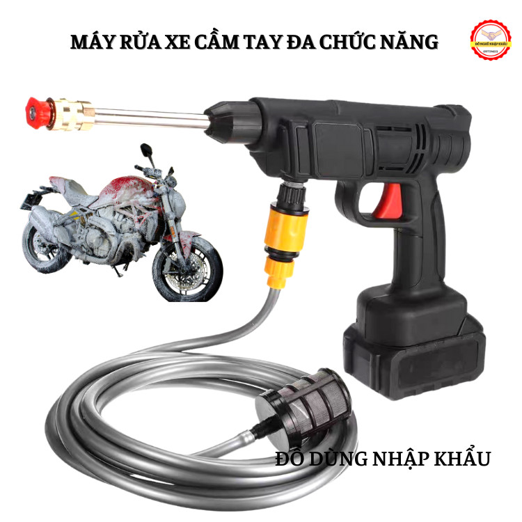 Máy rửa xe tạo bọt tuyết cầm tay, máy xịt tăng áp đa năng nhiều vòi -Kèm 2PIN và phụ kiện