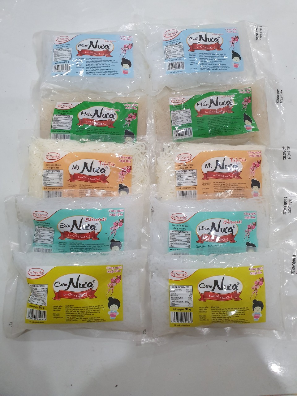 Combo 10 Gói Mix Bún Nưa Mì Nưa Phở Nưa Miến Nưa Cơm Nưa Vị Nguyên 240Gram