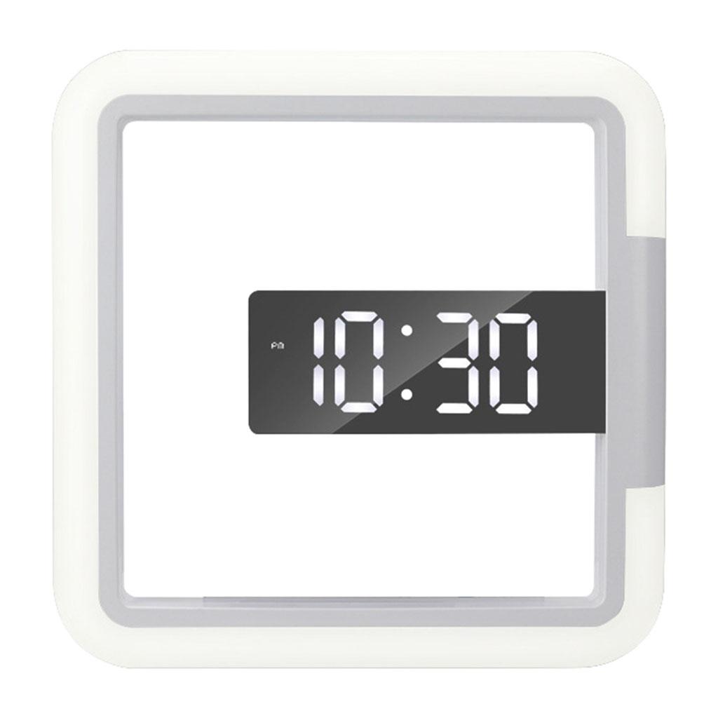 LED Wall Clock, Remote Control Digital Wall Clock Mirror Display Wall Clock with Alarm, Snooze, Temperature Display and 7 color Changing Nightlight