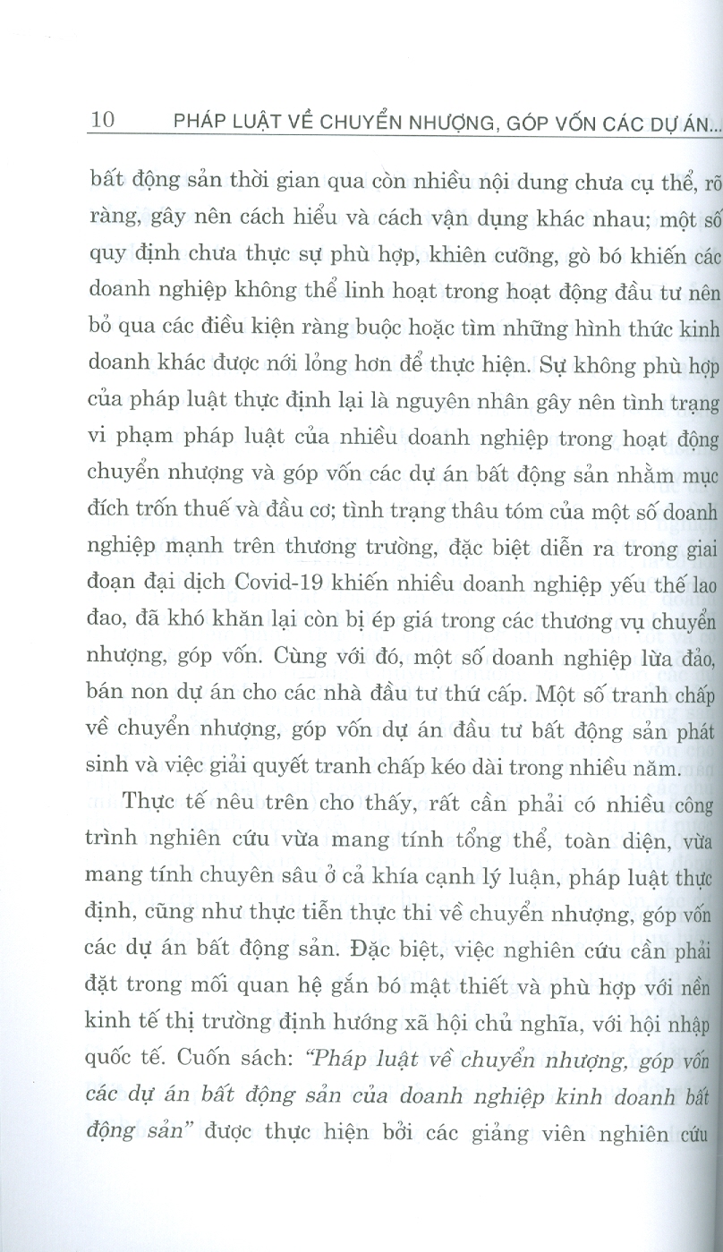 Pháp Luật Về Chuyển Nhượng, Góp Vốn Các Dự Án Bất Động Sản Của Doanh Nghiệp Kinh Doanh Bất Động Sản (Sách Chuyên Khảo)