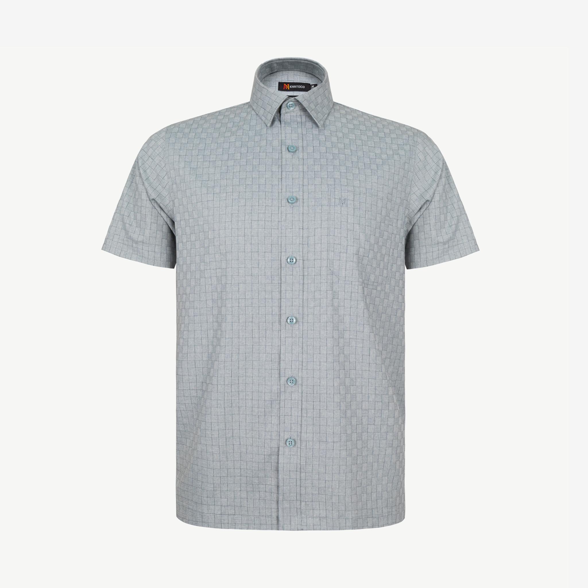Áo sơ mi nam KHATOCO Tailor Fit ngắn tay A1MN538T2-CNCR821-2709-N