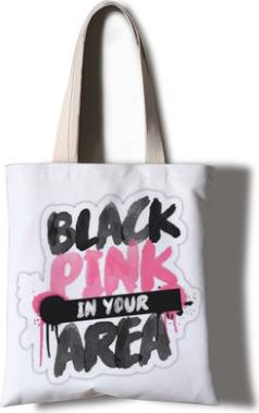 Túi tote vải thiết kế Black Pink 40x35cm