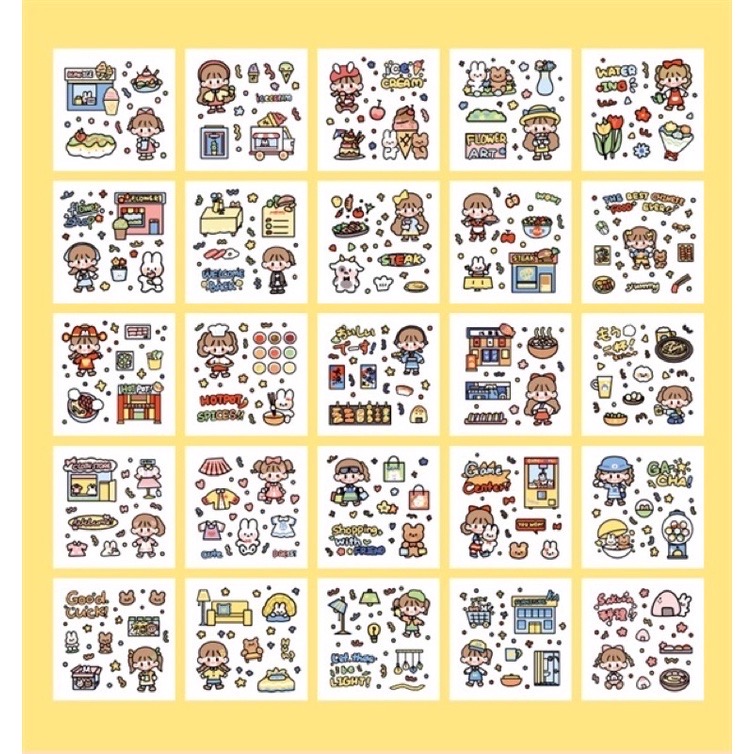 Sticker hộp 100 tấm cute Hello Customer