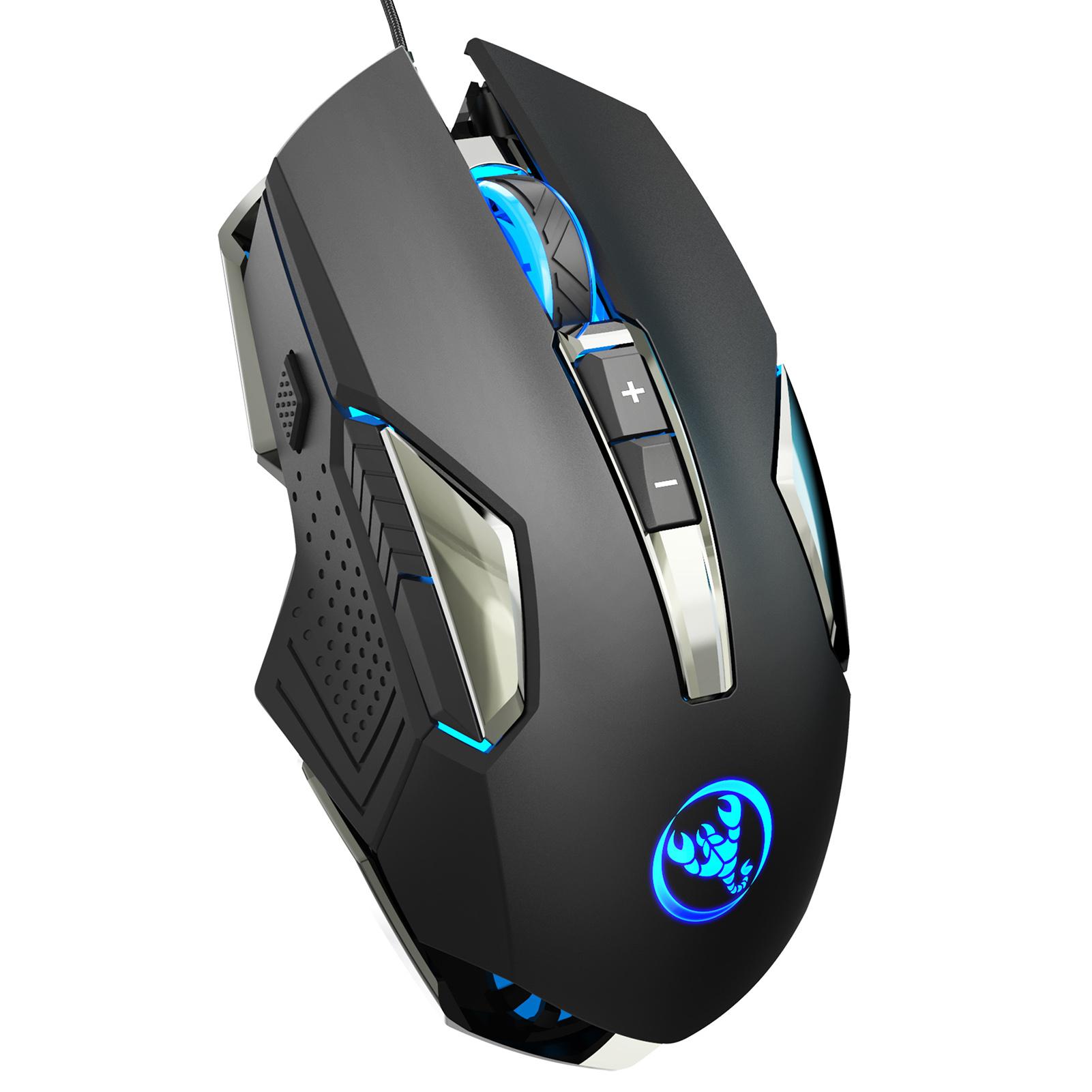 HXSJ X200 8 Keys Wired Gaming Mouse Macro Programming Mouse with 4-gear Adjustable DPI Colorful Lighting Effects