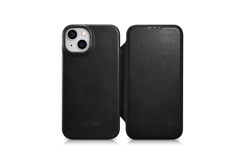 Bao da iCarer hỗ trợ sạc không dây dành cho iPhone 14 / iPhone 14 Plus Curved Edge Real Leather - Hàng nhập khẩu