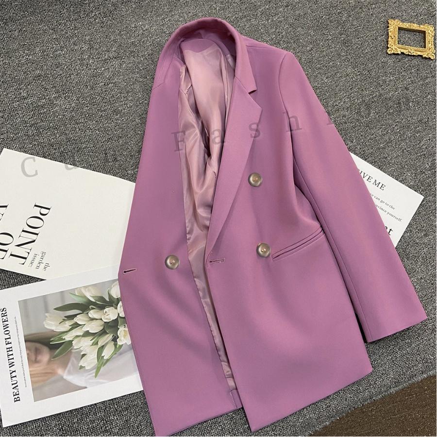 Áo Blazer Nữ Màu Hồng Cun Fashion Kiểu Hai Hàng Khuy Chất Cotton Ngoại Cao Cấp