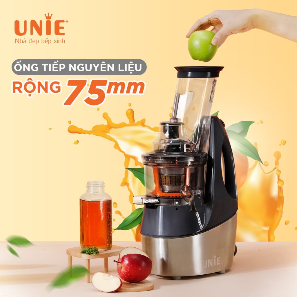 Máy Ép Chậm UNIE UE580, 240W Ép Kiệt Bã Rau Củ Quả, Hàng Chính Hãng