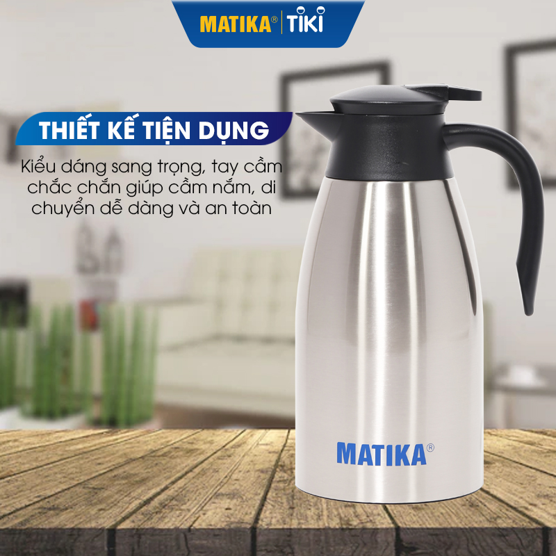 Bình Giữ Nhiệt Gia Đình MATIKA MTK-HC2000 Phích Đựng Nước Pha Trà Dung Tích 2000ml - Hàng Chính Hãng