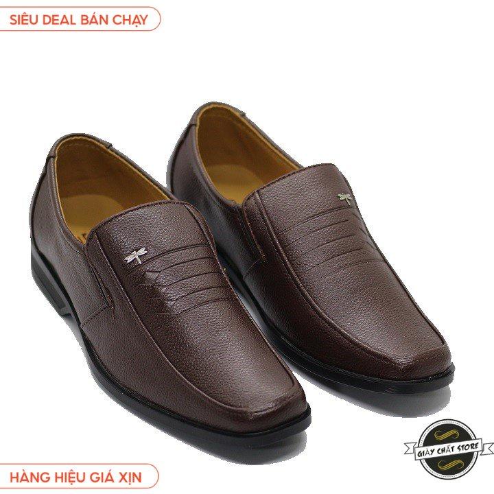 Giày tây nam mũi bo tròn đế cao su được khâu chắc chắn size 38 đến 43