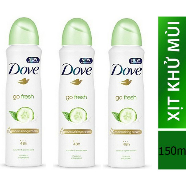 xịt khử mùi dove dưa leo&amp;trà xanh 150ml( không có tem phụ- không xuất hóa đơn )