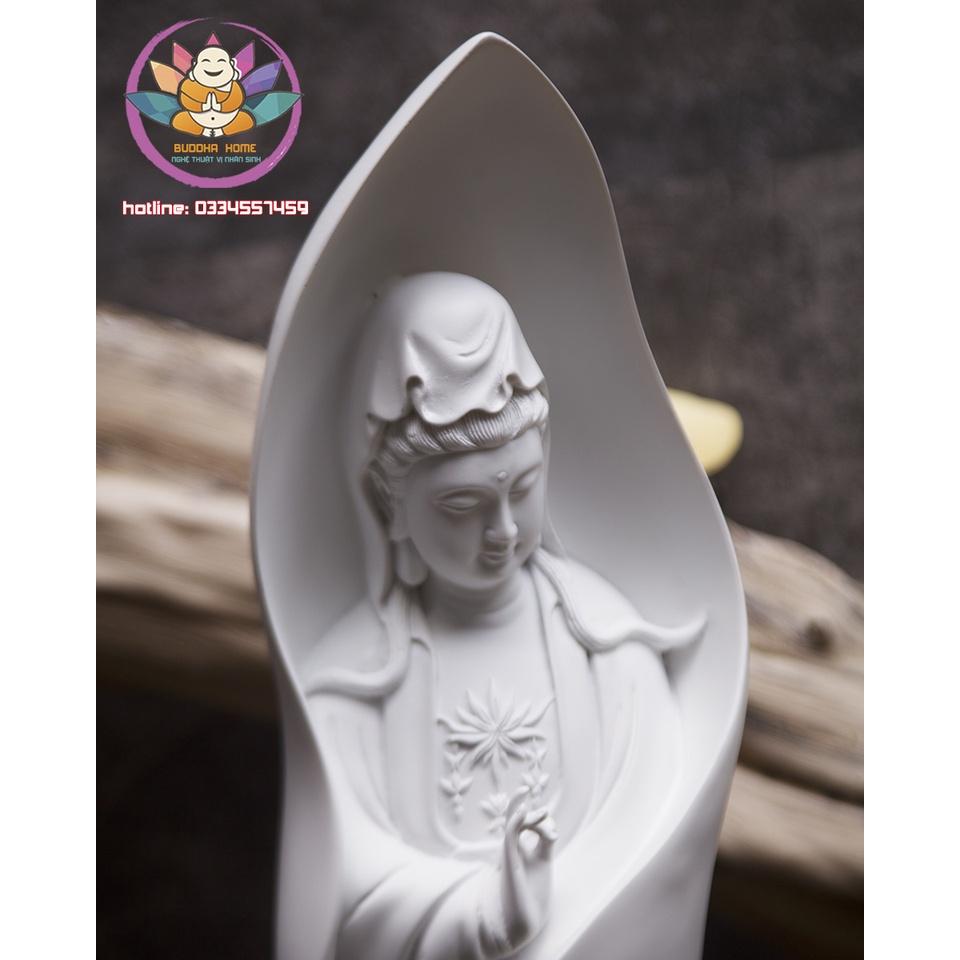 Tượng Mẹ Quan Âm cao 46cm màu trắng sứ ngà trang trí nội thất nhà cửa- phong thủy- thờ cúng
