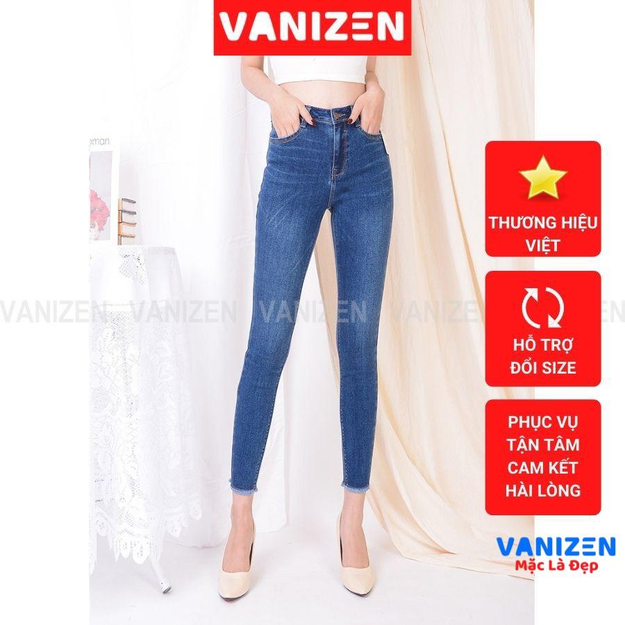 Quần jean nữ lưng cao siêu co giãn VANIZEN SHOP️ Quần bò cạp cao basic skinny mã 465