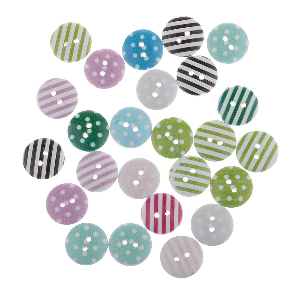100pcs Colored 2 Holes Wood Buttons Flatback for Sewing Dress Craft DIY 15mm