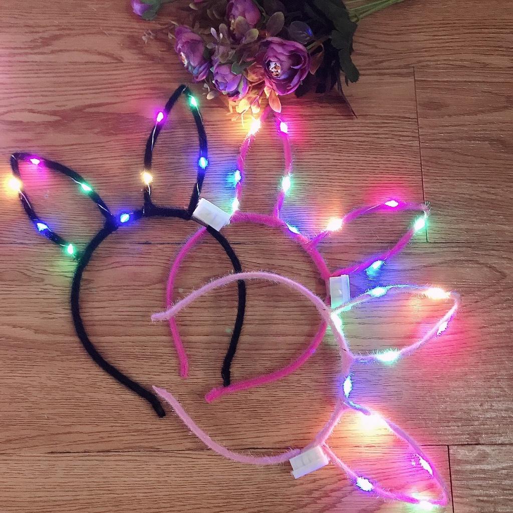 Cài tóc Tai Thỏ Phát Sáng vui chơi lễ hội , bờm tai thỏ đèn led