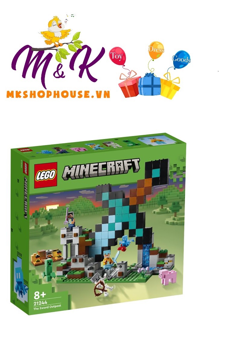 LEGO Minecraft 21244 Tiền Đồn Cất Giữ Kiếm Kim Cương (427 Chi Tiết)