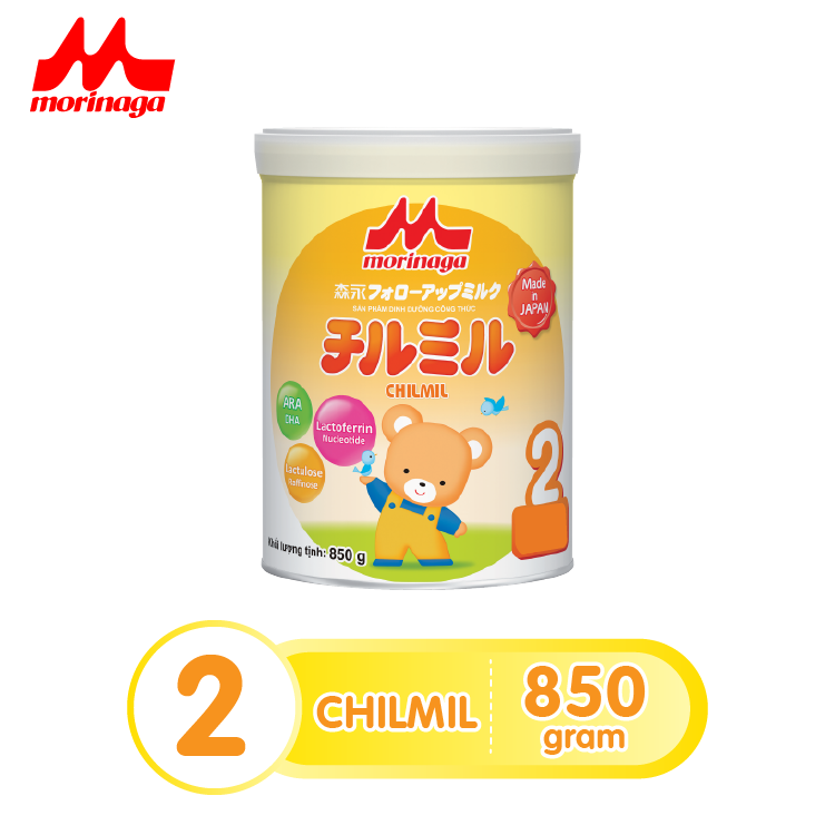 Combo 1 lon sữa Morinaga số 2 Chilmil 850gr + 1 túi đeo cho bé
