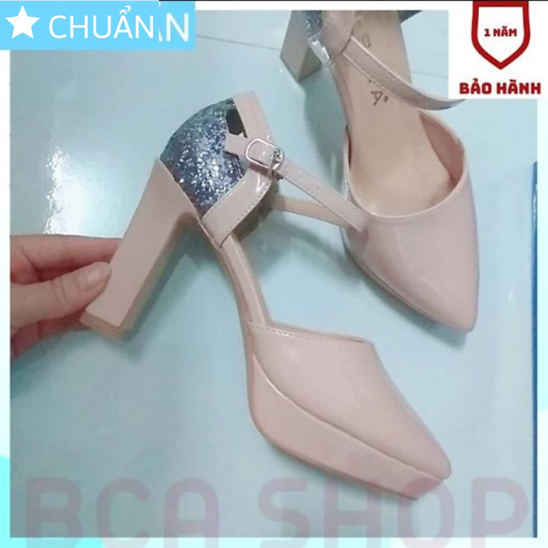 Giày cao gót nữ màu nude da 9p RO374 ROSATA tại BCASHOP đế đúp, quai sau, gót sau được phối kim tuyến sang trọng cực kì