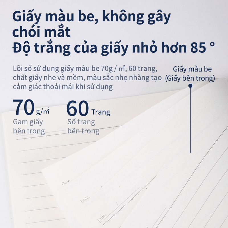 Sổ Tay Ghi Chép Bìa Nhựa Khổ A5 Deli 60 Trang  - Giấy Kẻ Ngang/Kẻ Ô Vuông Caro - 1 Quyển - LPA560