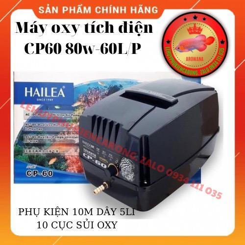 Máy Sủi Tích Điện Hồ Cá Hailea CP60 - Kèm Phụ Kiện 10 Mét Dây 5Li + 10 Cục Sủi Oxy
