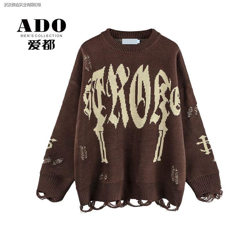 Áo Sweater Dáng Rộng In Chữ Kiểu Retro Đường Phố Thời Trang Thu Đông Cho Nam Và Nữ L100