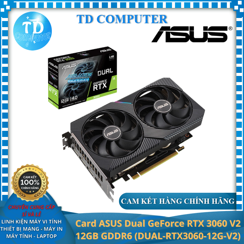 Card màn hình ASUS Dual GeForce RTX 3060 V2 12GB GDDR6 (DUAL-RTX3060-12G-V2) - Hàng chính hãng Viết Sơn phân phối