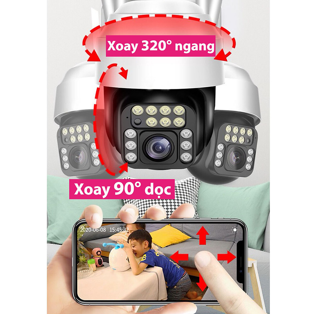 Camera Wifi Yoosee 5.0 Mpx Full HD, Dòng Ngoài Trời Xoay 360°,C12 Xem Đêm Có Màu-Đàm Thoại 2 Chiều-Phát Hiện Chuyển Động Chống Trộm-Hàng Nhập Khẩu