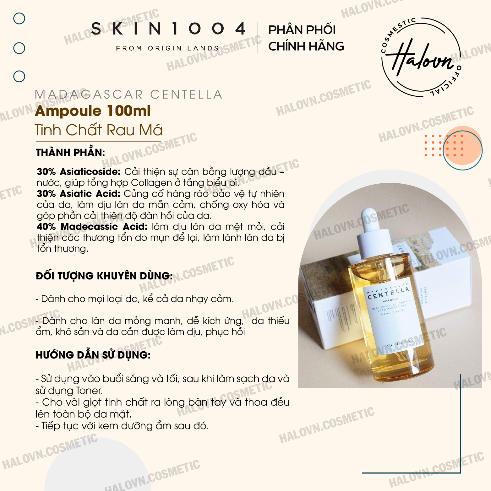 Tinh Chất Rau Má Hỗ Trợ Phục Hồi Da Mụn Skin1004 Madagascar Centella Ampoule 100ml