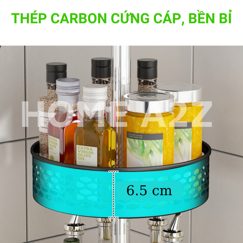 Kệ Gia Vị Xoay 360 Thép Carbon Sơn Tĩnh Điện Cao Cấp, Kệ Xoay Gia Vị Nhà Bếp 1/2/3 Tầng