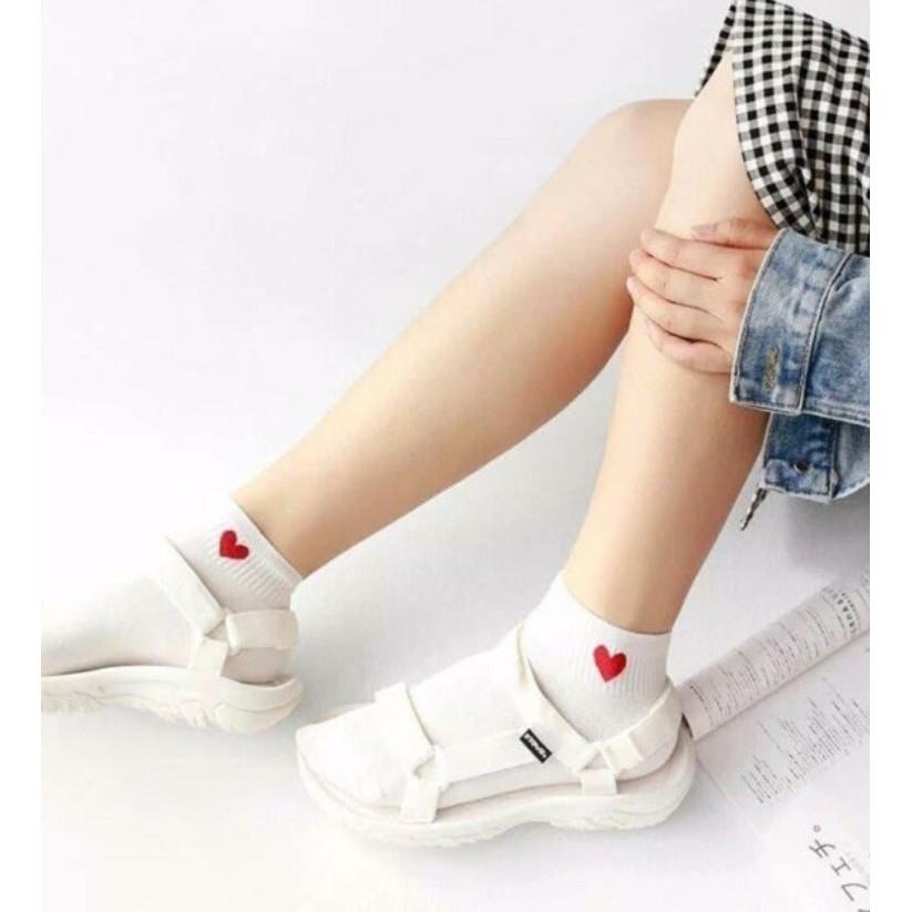 Tất trái tim cực xinh cổ ngắn mắt cá dệt kim dày dặn mềm êm
