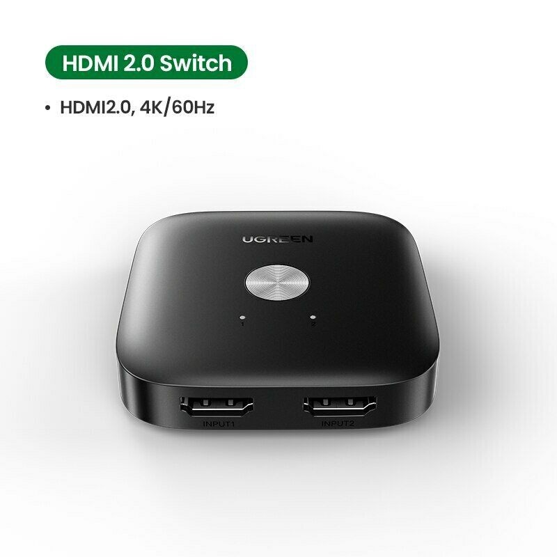 Bộ gộp chuyển mạch HDMI Switcher 2 vào 1 ra hỗ trợ 4K/60Hz chính hãng Ugreen 80126 hàng chính hãng