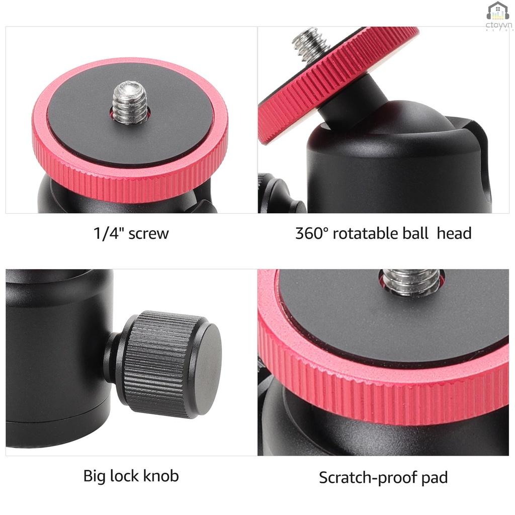 Đầu bi hợp kim nhôm mini xoay được với ốc vít 1/4 inch thay thế cho máy ảnh