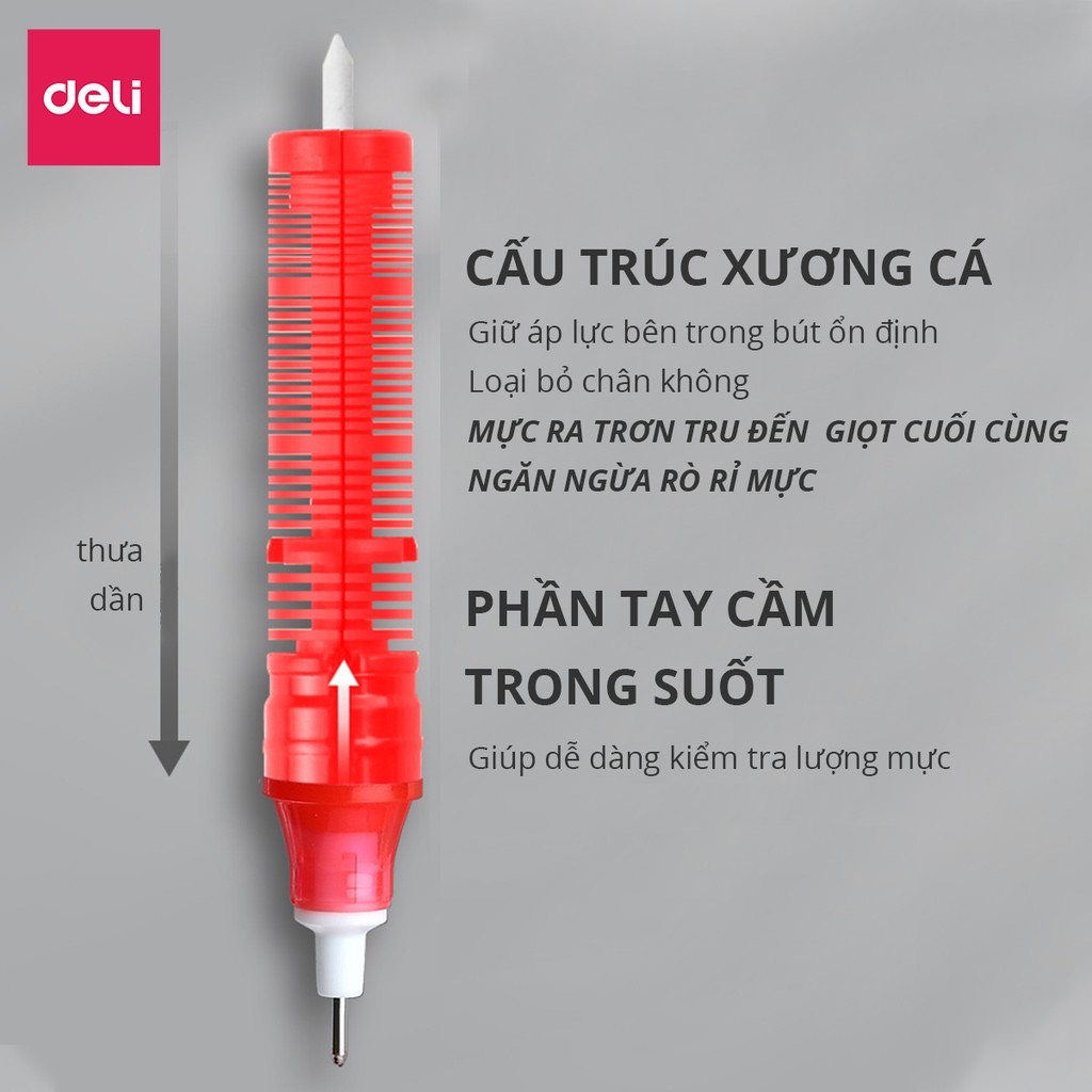 Bút gel Deli S856 ngòi 0.5mm - nhanh khô, ống mực liền