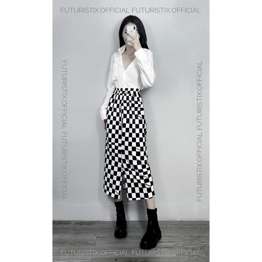 Chân váy dáng dài caro B&amp;W siêu chất FuturistiX CV189