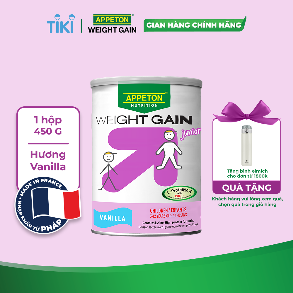 Sữa Appeton Weight Gain Junior cho Trẻ Em hương Vanila 450g