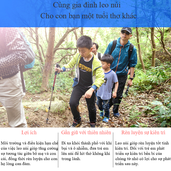 Gậy leo núi thể thao dã ngoại phượt Naturehike NH17D001-Z hàng chính hãng dành cho cả nam và nữ