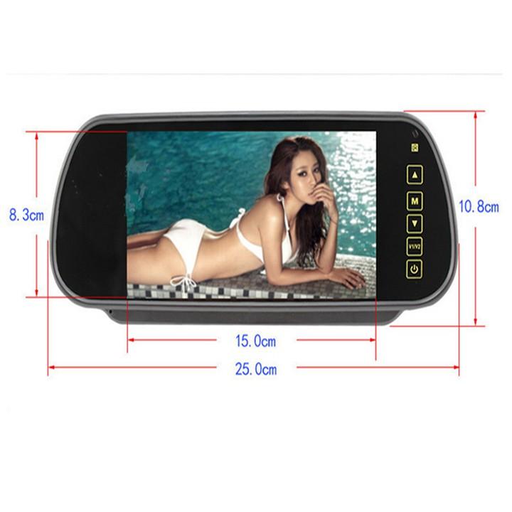 Combo Màn Hình LCD Ốp Gương Ô Tô HD 7 Inch Và Camera Lùi 4 Led Đen
