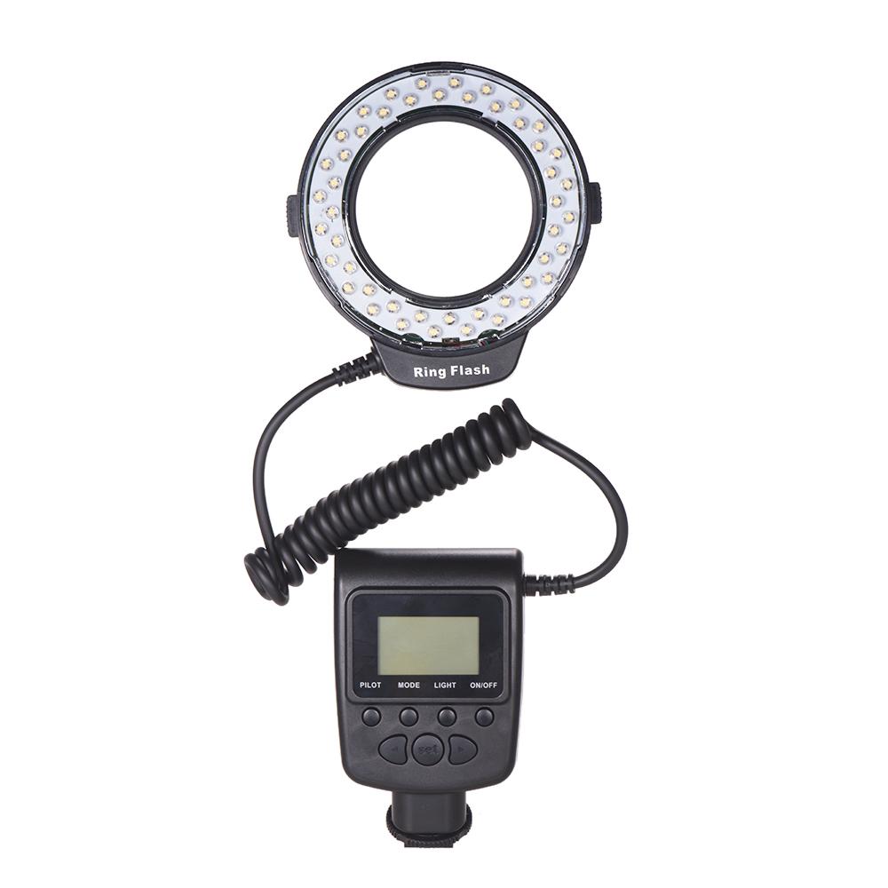 Đèn LED vòng HD-130 Macro màn hình LCD 3000-15000K điều khiển nguồn GN46 với 3 bộ khuếch tán flash 8 vòng điều hợp