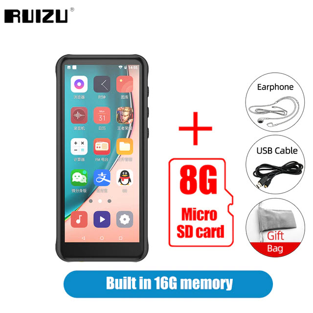 Quà Tặng Kèm - Máy Nghe Nhạc MP3 Ruizu Z80 HĐH Android 8.1 RAM 2Gb/ROM 16Gb Bộ Xử Lý 8 Nhân Kết Nối Wifi Bluetooth 4.2 Màn HD 4inches - Hàng Chính Hãng