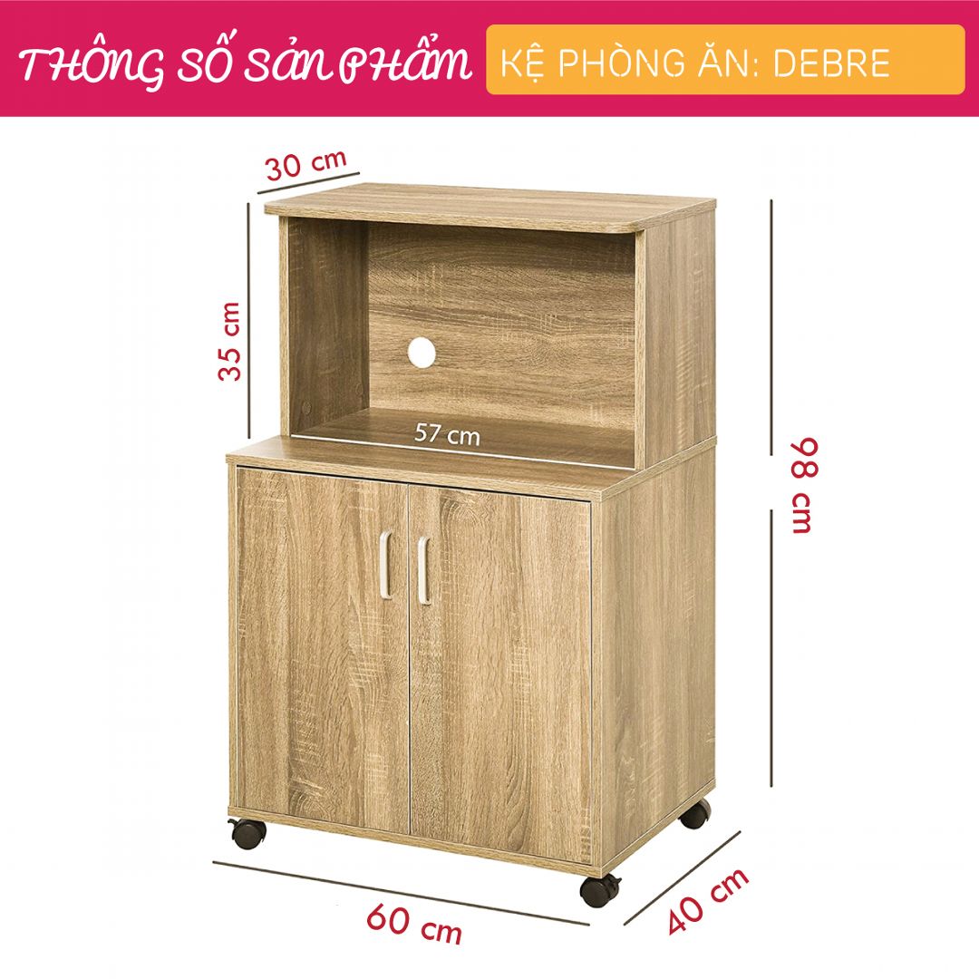 Tủ phòng ăn gỗ hiện đại SMLIFE Debre | Gỗ MDF dày 17mm chống ẩm | D60xR40xC98cm