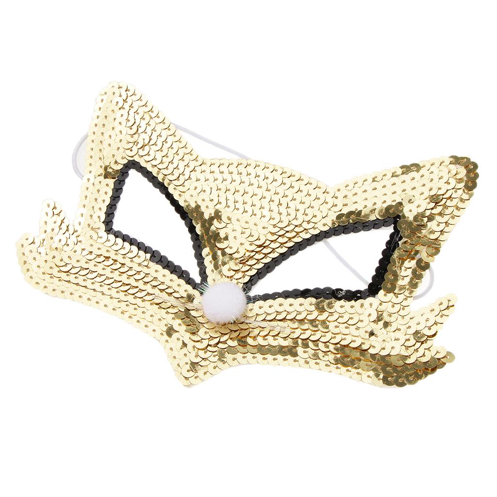 2xSequins lowrie Eye Half Face Mask Halloween Cosplay Party Fancy Dress Gold