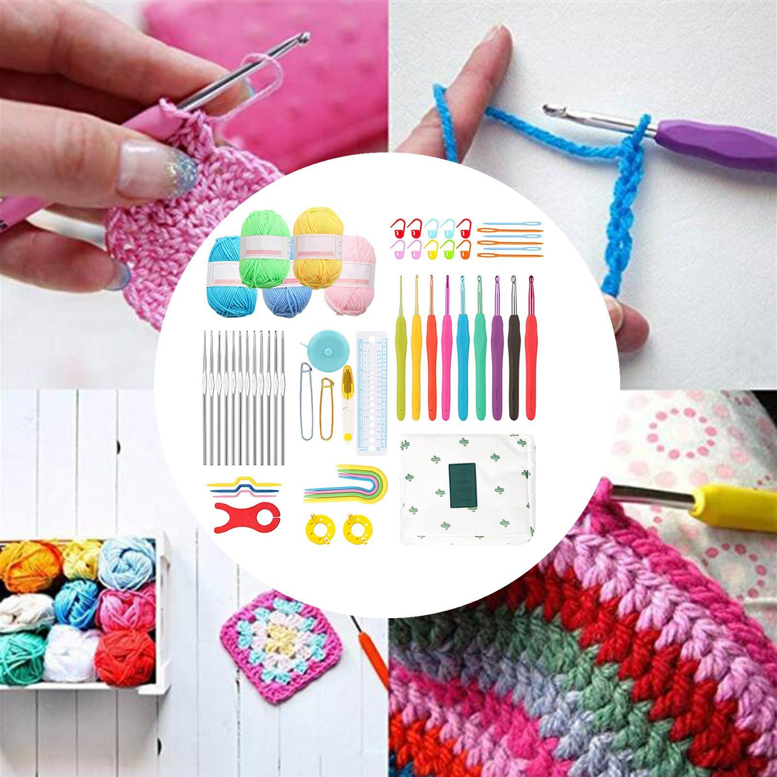 Crochet Hook Set Knitting with Case Weave Yarn Kits for Beginners