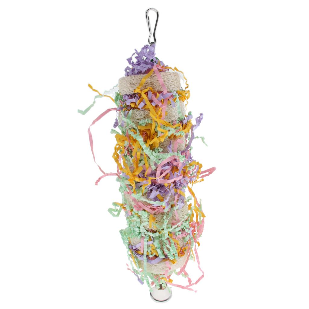 Bird Toy Loofah Hanging Bell Chewing Parrot Parakeet Cockatiel Cage Bird Toy
