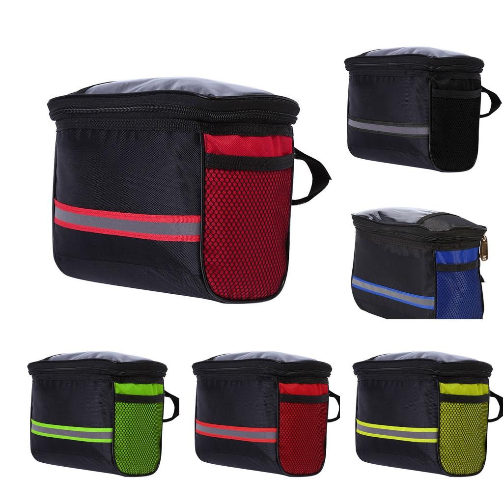 Bike Handlebar Bag Waterproof Bike Basket Bicycle Front Storage Bag with Reflective Strip