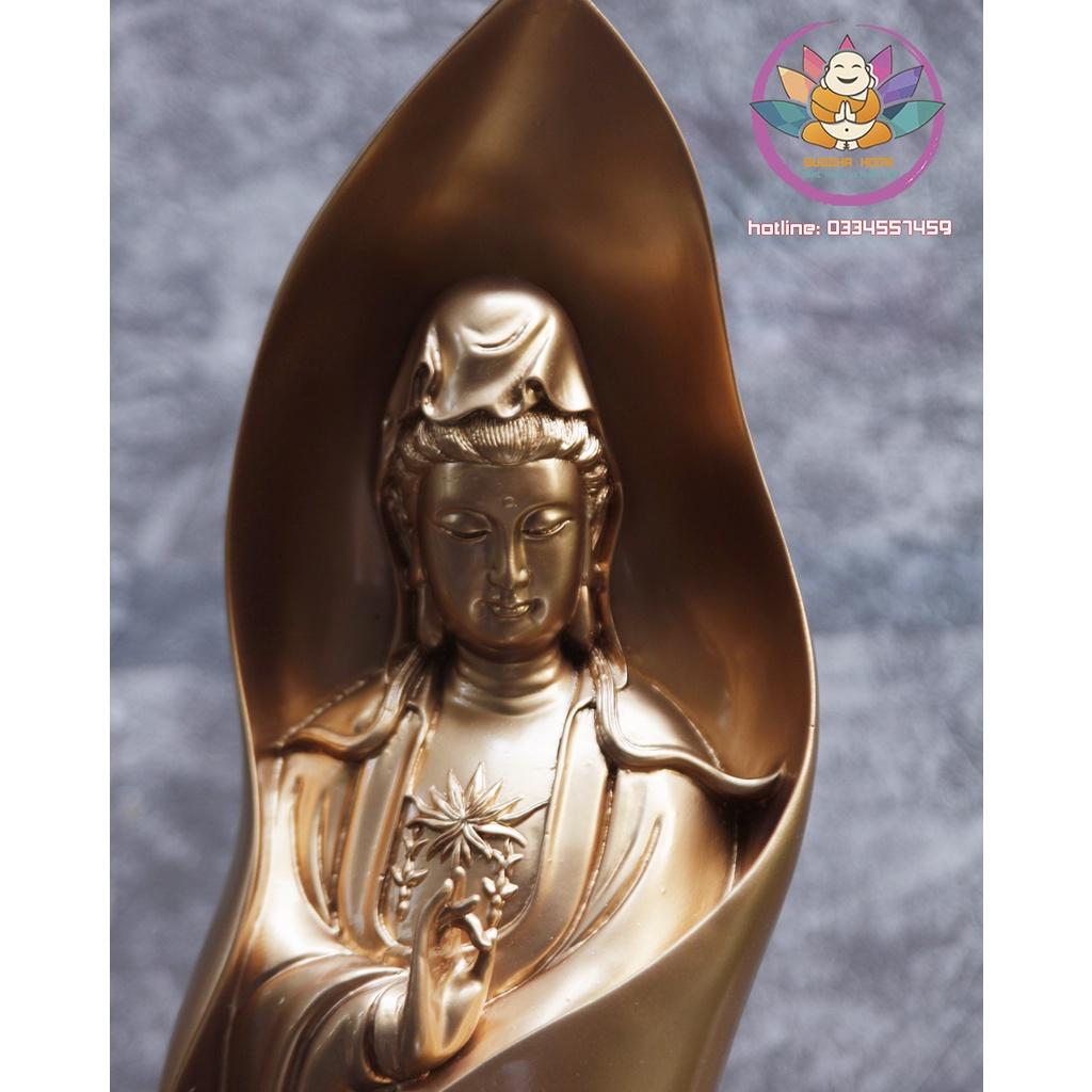 Tượng Mẹ Quan Âm cao 46cm màu vàng đồng gold trang trí nội thất nhà cửa- phong thủy- thờ cúng